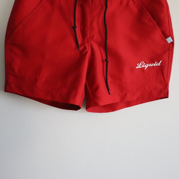 Liquid Boys Sz 10 Red Kids Swim Casual Drawstring Pocket Summer Shorts - Picture 9 of 11